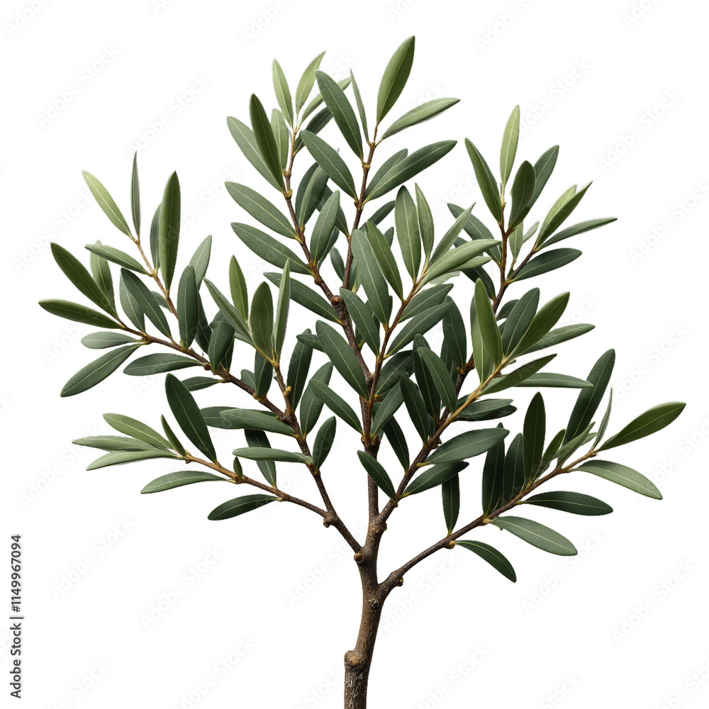 A branch with fresh green leaves against a black background A branch with fresh green leaves against a black background