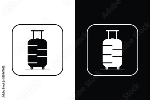 Trolley Bag Silhouette Vector Icons Black And White Minimalist Designs.