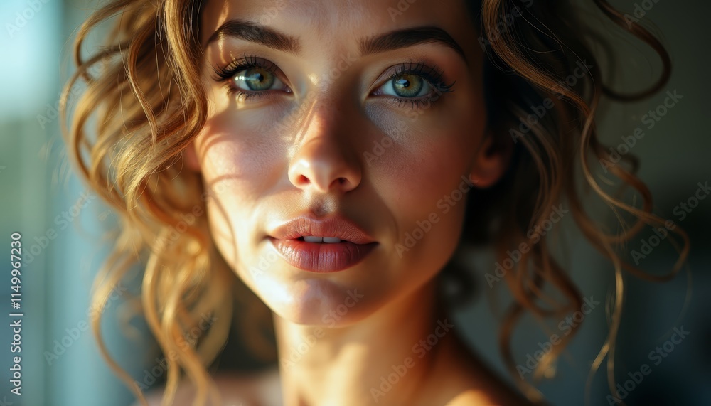 A close up of a woman's face with blue eyes A close up of a woman's face with blue eyes