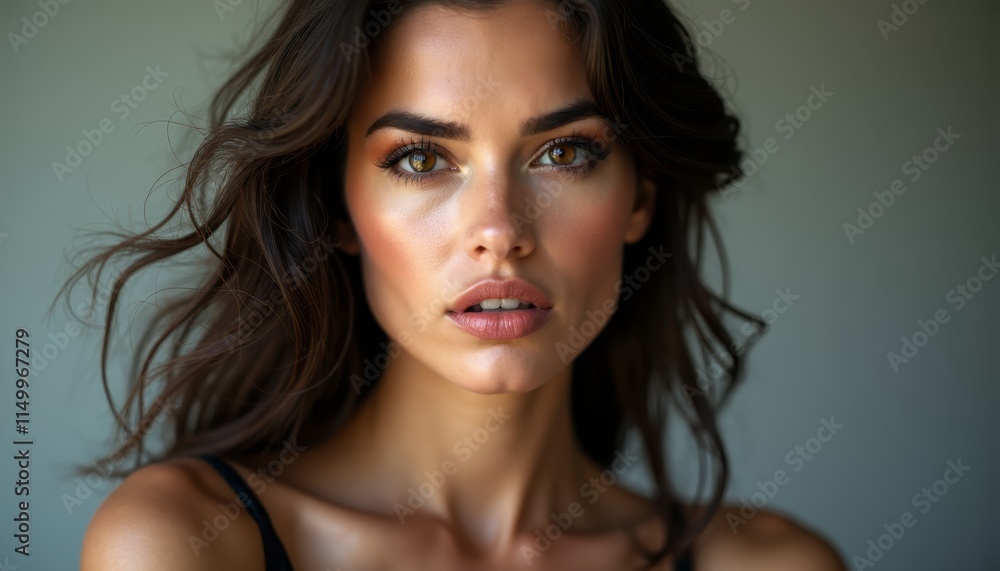 A beautiful woman with long brown hair and brown eyes A beautiful woman with long brown hair and brown eyes