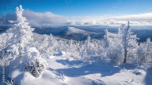 Wallpaper Mural The mountain's summit is wrapped in a blanket of snow, creating a peaceful and serene atmosphere. Torontodigital.ca