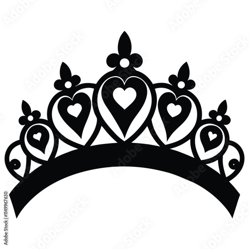 Bridal tiara silhouette wedding on white background
