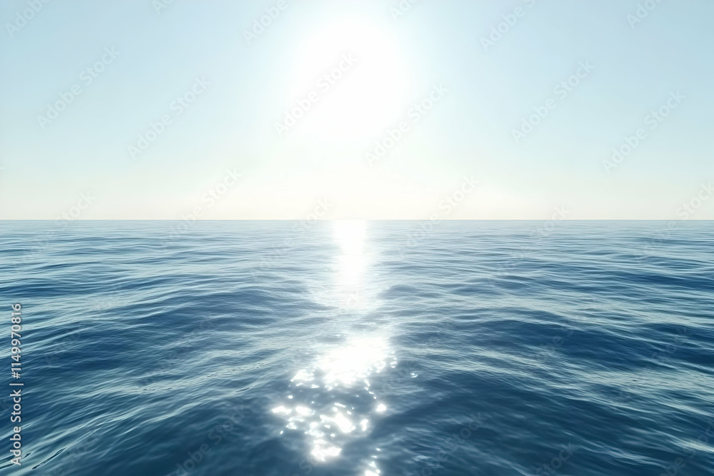 Obraz premium A serene ocean scene with sunlight reflecting off calm waters.