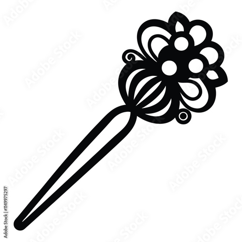 Bridal hairpin silhouette on white