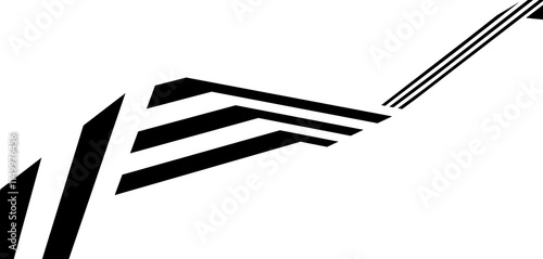 Fototapeta Naklejka Na Ścianę i Meble -  Abstract black and white stripes angled ribbon object or shape isolated on white background