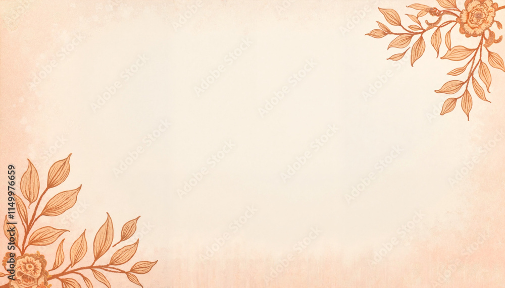 Soft peach floral frame with copy space for text Soft peach floral frame with copy space for text