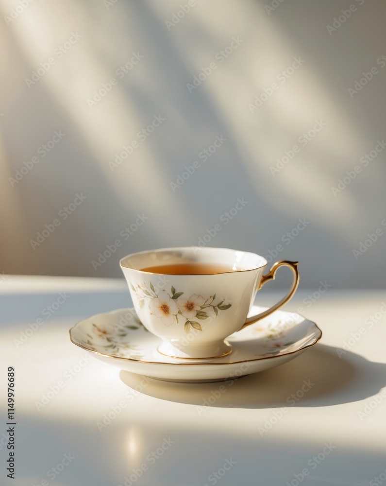 Exquisite Tea Cup and Saucer Set with Delicate Floral Design Exquisite Tea Cup and Saucer Set with Delicate Floral Design