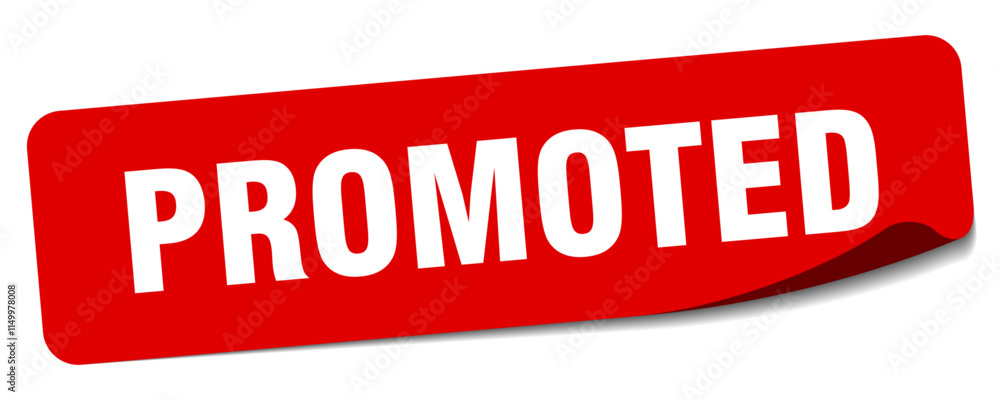 PROMOTED sticker isolated on white background PROMOTED sticker isolated on white background