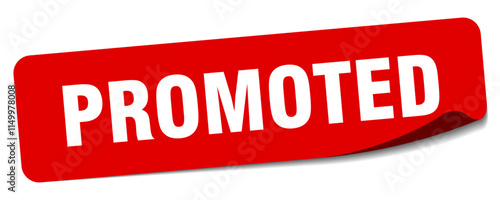 PROMOTED sticker isolated on white background