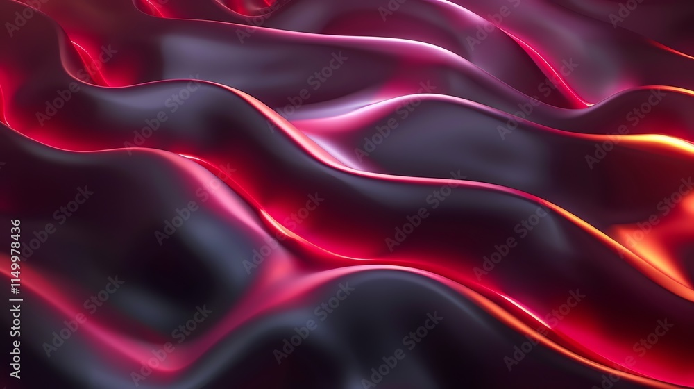 Fototapeta premium Abstract red and orange waves with a glossy texture.