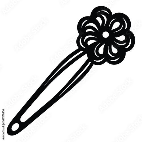 Wedding hairpin silhouette on white background