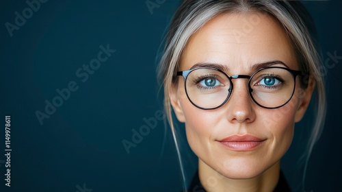 Confident Woman with Round Glasses, Portrait