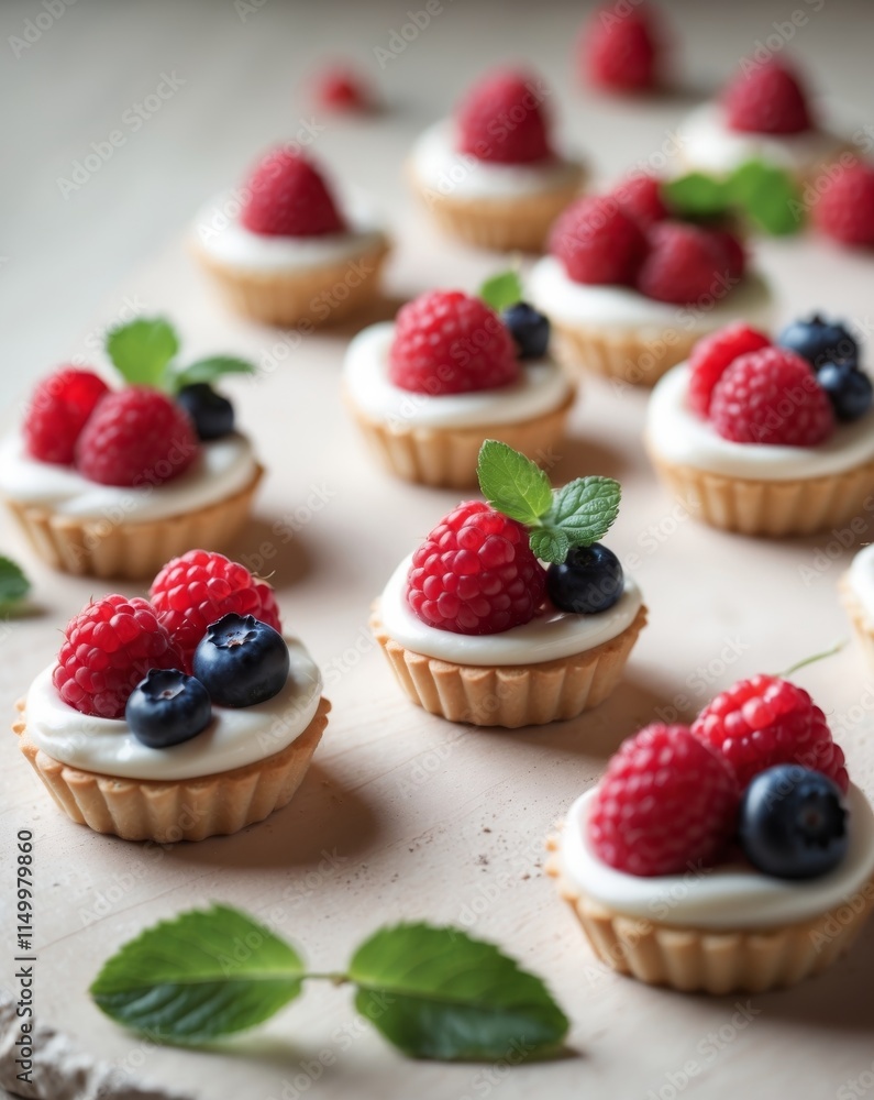 Delicious Raspberry and Blueberry Mini Tarts with Cream Delicious Raspberry and Blueberry Mini Tarts with Cream