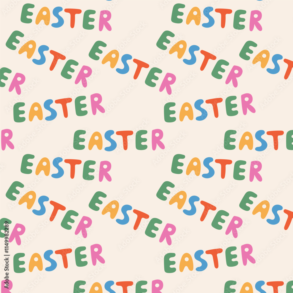 Fototapeta premium Easter pattern with the inscription Easter. Spring Easter pattern for wrapping paper, textile, wallpaper.