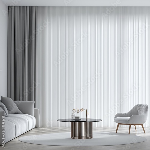 Smart Curtain System with App-Controlled Opacity , isolated on a white background , High quality , No blur