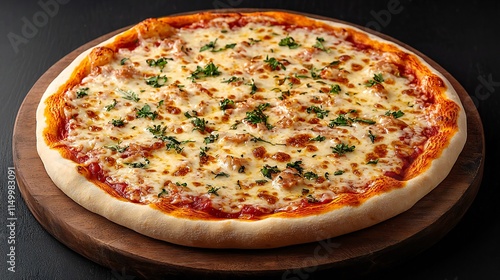 National Pizza Day Delicious Cheese Pizza on Wooden Board Italian Food Restaurant Menu