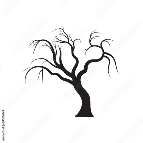 Leafless Tree Silhouette Vector | Minimalist Dead Tree Illustration