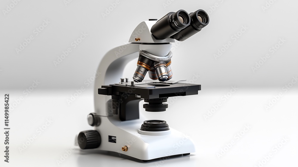 Microscope: A Detailed 3D Render of a Modern Compound Microscope Microscope: A Detailed 3D Render of a Modern Compound Microscope