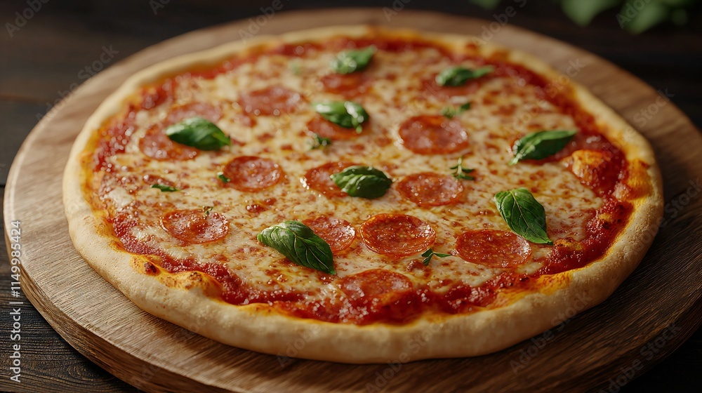 National Pizza Day Delicious Pepperoni Pizza on Wooden Board Italian Cuisine Food Photography National Pizza Day Delicious Pepperoni Pizza on Wooden Board Italian Cuisine Food Photography