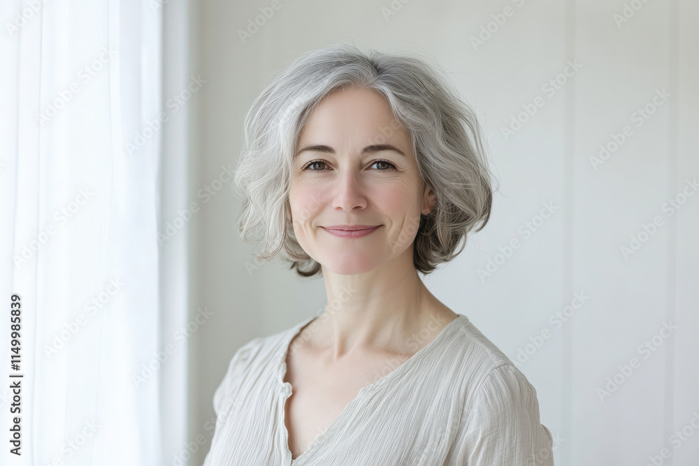 Portrait of attractive smiling middle aged woman in casual atmosphere at home Portrait of attractive smiling middle aged woman in casual atmosphere at home
