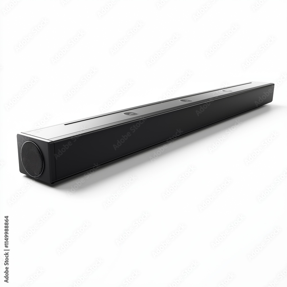 Sound Bar with Adjustable Surround Sound Settings , isolated on a white background , High quality , No blur Sound Bar with Adjustable Surround Sound Settings , isolated on a white background , High quality , No blur