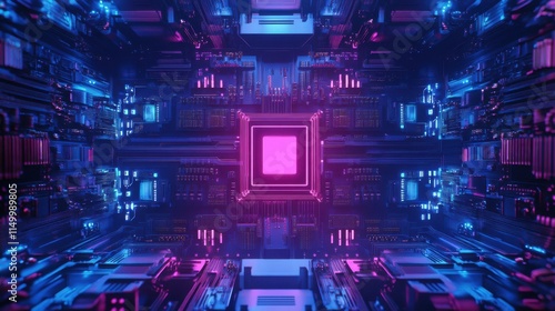 Blue and Purple technology background with circuit design