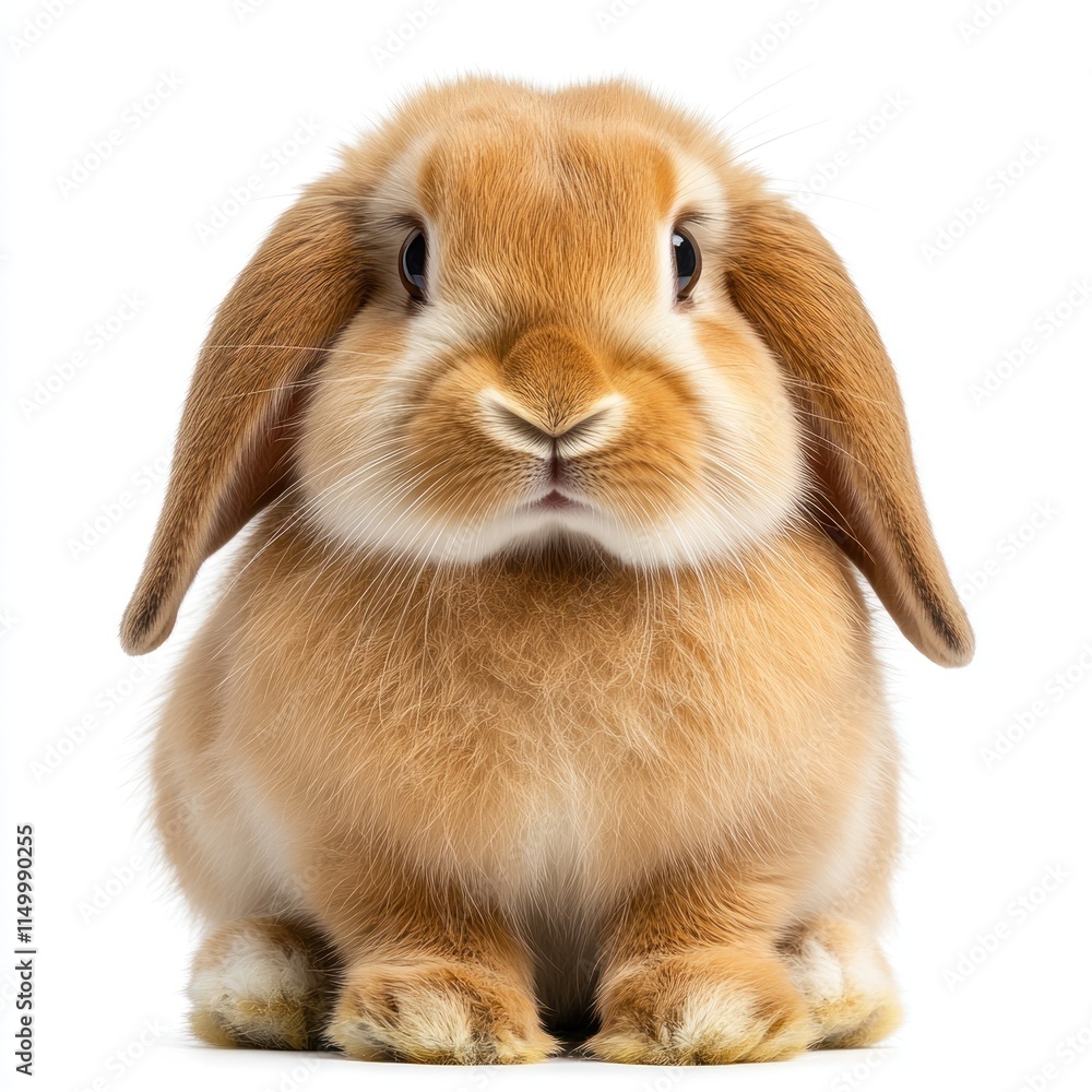 A cute, fluffy brown rabbit with long ears sitting calmly. A cute, fluffy brown rabbit with long ears sitting calmly.