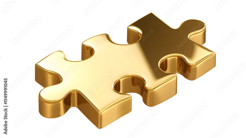 3D golden puzzle piece with a polished surface, symbolizing connection and problem-solving in an artistic context. Isolated on transparent background 3D golden puzzle piece with a polished surface, symbolizing connection and problem-solving in an artistic context. Isolated on transparent background