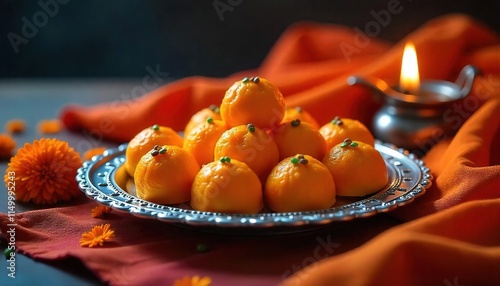 Traditional Indian Sweets: Laddu Celebration with Festive Decor, social media reels, product videos, laddu product shoot videos photo