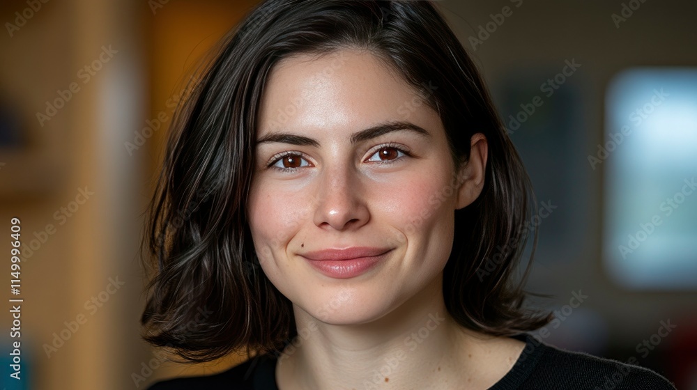 Portrait of a Smiling Young Woman with Brown Hair Portrait of a Smiling Young Woman with Brown Hair