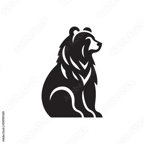 Black Color Bear silhouette design Vector Illustration, Solid White Background 1.eps