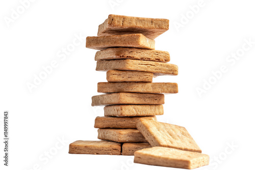 A Stack of Square Brown Buttery Cookies, on transparent background photo