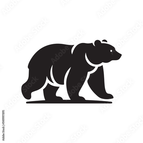 Black Color Bear silhouette design Vector Illustration, Solid White Background 3.eps