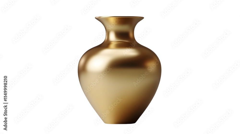 Vibrant golden metallic vase with a sleek minimalist design, ideal for modern decor or artistic displays. Isolated on transparent background Vibrant golden metallic vase with a sleek minimalist design, ideal for modern decor or artistic displays. Isolated on transparent background