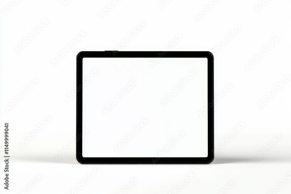 Black tablet computer with blank screen on white background. Black tablet computer with blank screen on white background.