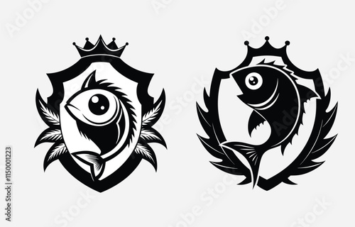 , wrapping
king of fish crown, isolated background, crown fish silhouette vector, king fish logo for fisherman

