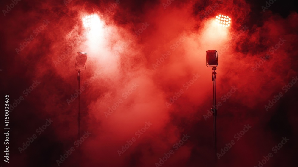 Obraz premium Red Fog Stage Light Smoke Background