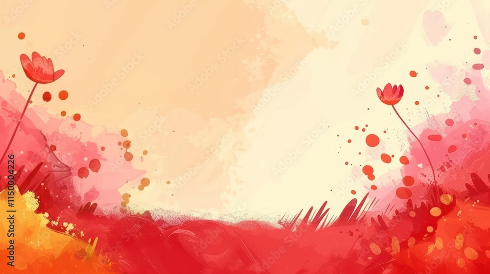 Obraz premium A vibrant abstract floral background with soft colors and stylized flowers.