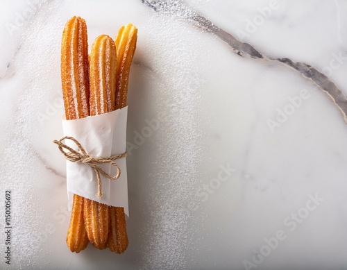 Generated image spanish churros on white marble table