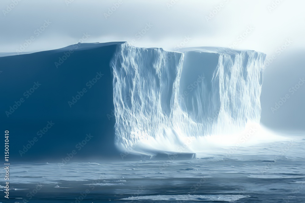 Multi-layered ice with misty surface and depth creates stunning cold landscape Multi-layered ice with misty surface and depth creates stunning cold landscape