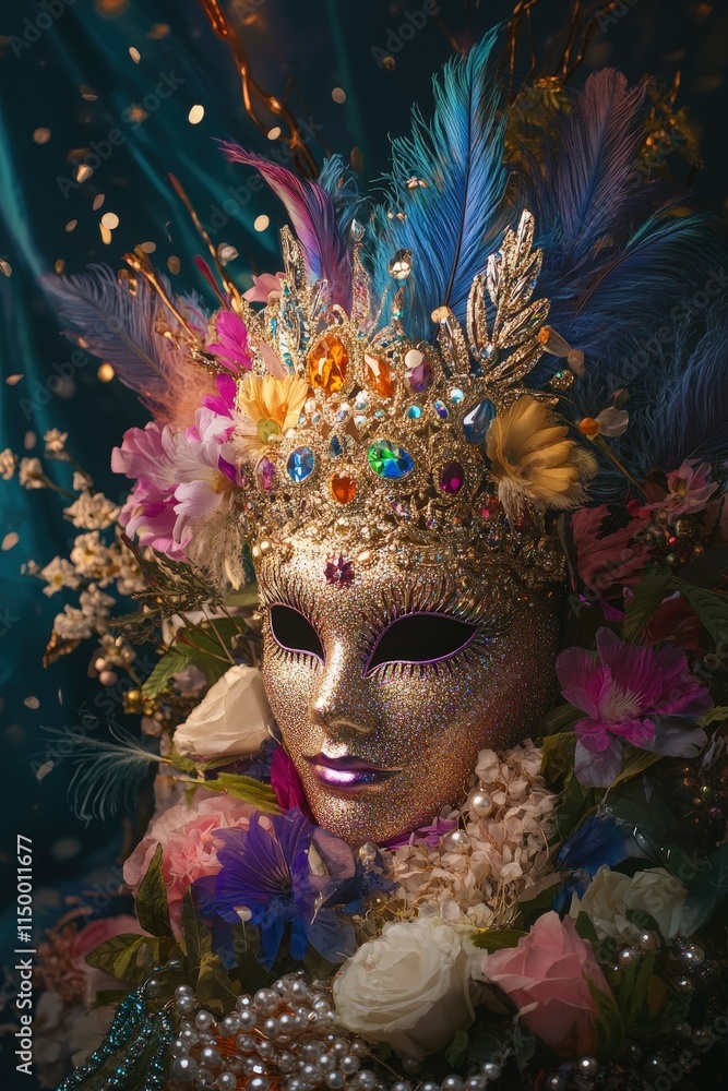 Mardi gras masquerade scene with vibrant colors and textures Mardi gras masquerade scene with vibrant colors and textures