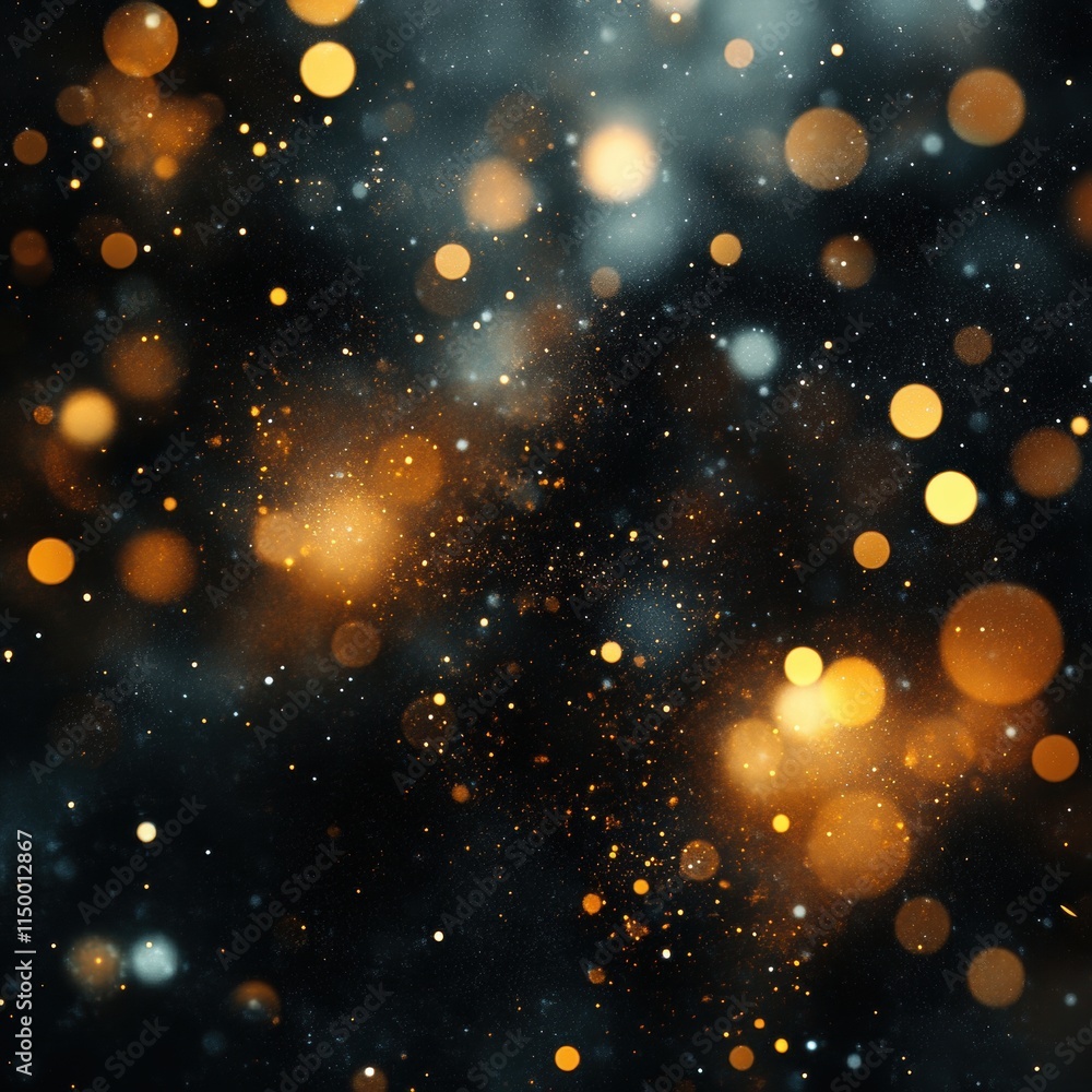 Fototapeta premium Black and orange background with many small circles