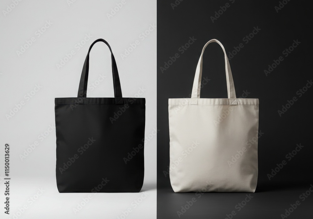 minimalist tote bags, white and black contrast, studio photography, clean backdrop, simple minimalist tote bags, white and black contrast, studio photography, clean backdrop, simple