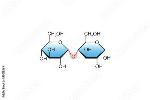 Maltose Sugar Molecule Science Design. Vector Illustration.