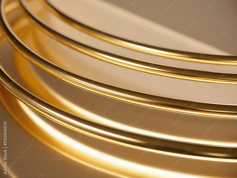 Fototapeta premium Abstract Gold Rings Luxury Background Shiny Metal Texture Golden Curves
