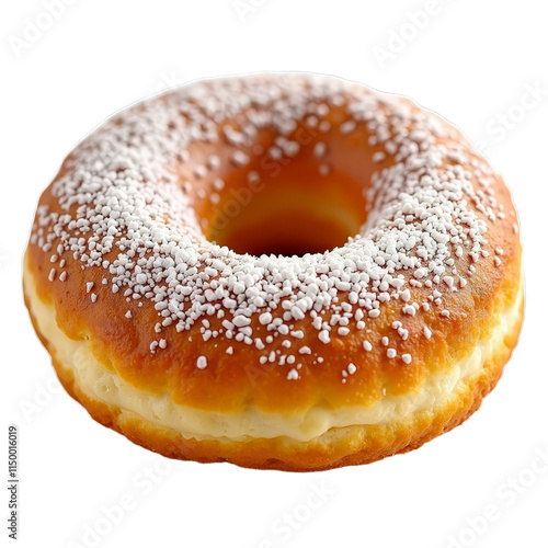 Delicious sugarcoated donut with a hole in the center photo