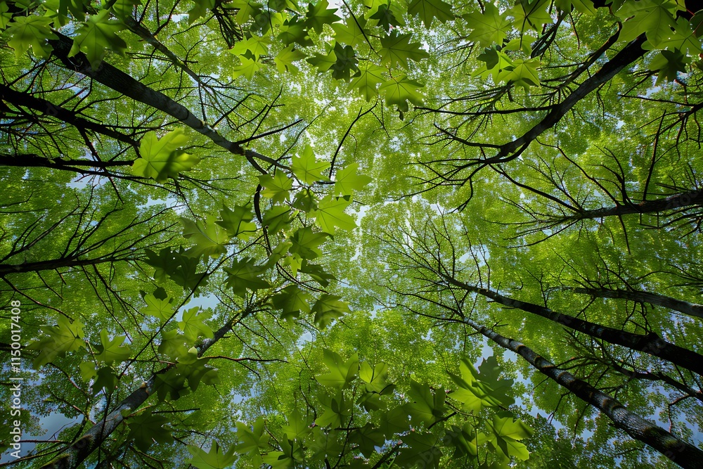 Lush Green Canopy Forest Trees, Sunlight, Leaves, Nature Lush Green Canopy Forest Trees, Sunlight, Leaves, Nature