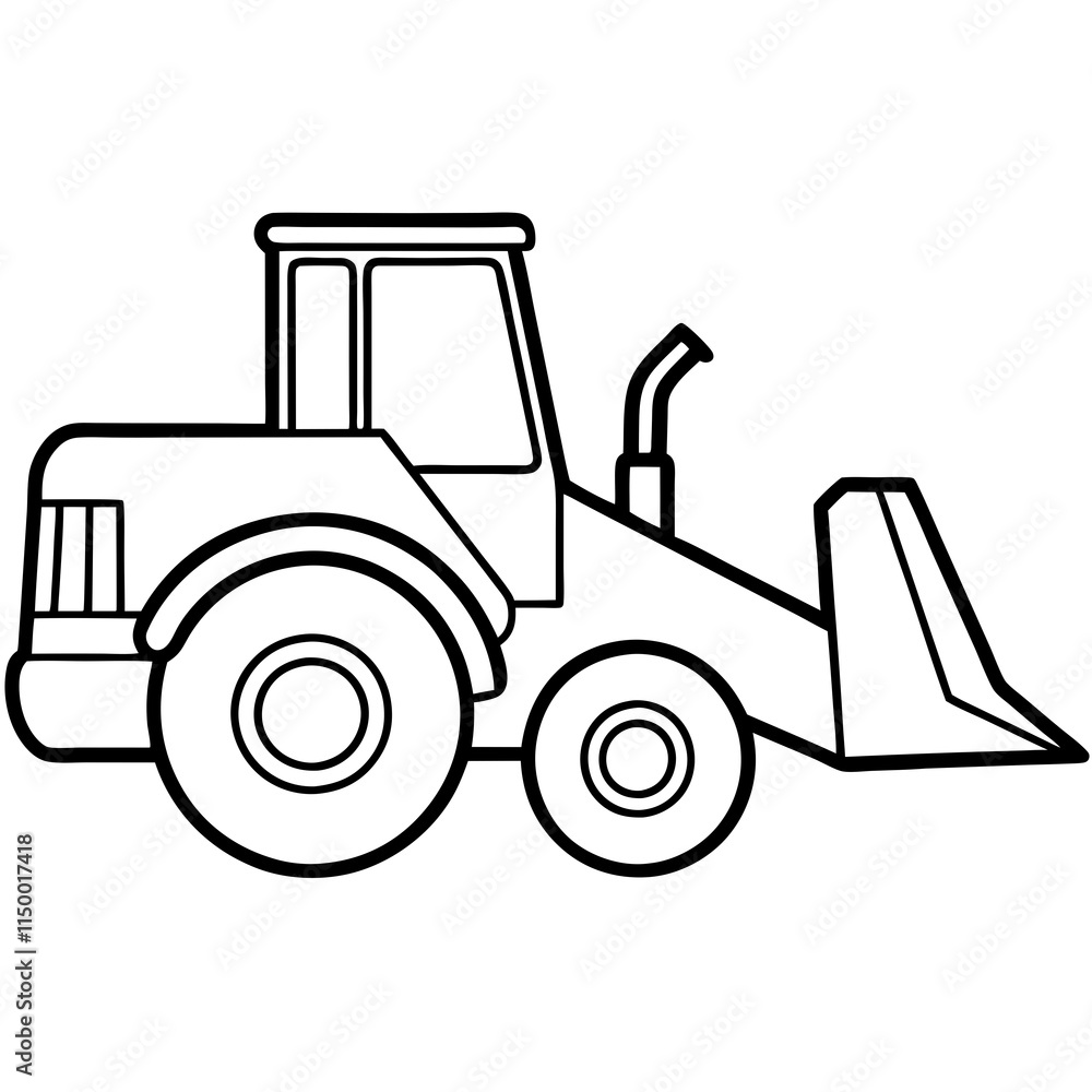Naklejka premium Simple Bulldozer Outline for Children's Illustration