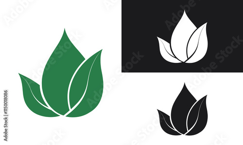 Minimalist Water Drop Logo with Leaf