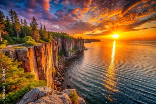 Dramatic Sunset over Palisade Head, Minnesota - Stunning Landscape Photography photo